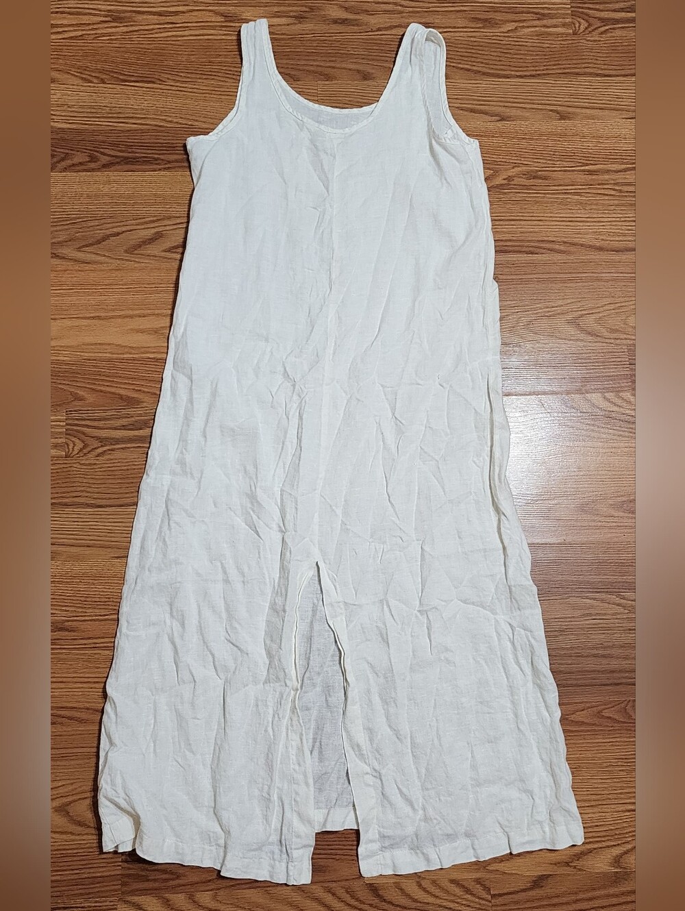 Vtg Gap 100% Linen Maxi Dress Size XS Coastal Minimalist Cream Resortwear - Picture 2 of 9